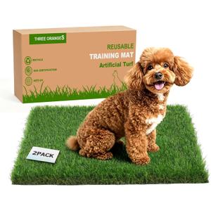 Washable Artificial Grass Pads for Dogs, 2-Pack 14x18 in Reusable Turf Mats, Realistic Grass for Indoor Puppy Potty Training.