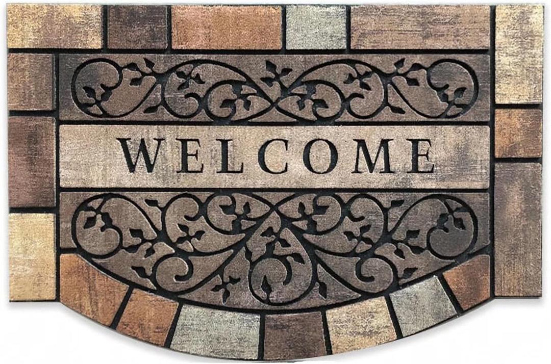 Entrance Floor Mat Indoor Outdoor Doormat, Door Rugs for Entryway, Front Entrance Welcome Mat, Semicircle Door Mat,Machine Washable Low-Profile for Entrances, Garages, Patios, High Traffic Areas (2' x 3' (Semicircular))