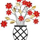 WTXRHW Metal Wall Art Metal Wall Decor Steel Decor - Wall Mount Plant Flower Pot Personalized 3D Metal Wall Decorative Vintage Hanging Art Style for Home Living Room Kitchen Bedroom (18.9" x 23.6")