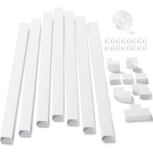 126in Cord Hider Kit, ZhiYo Wire Hiders for TV on Wall, Paintable Cable Management Kit, Wire Cover for Wall Mount TV, White Cable Raceway, Cord Cover Wire Management Kit, 8 x L15.7in W1.18in H0.67in