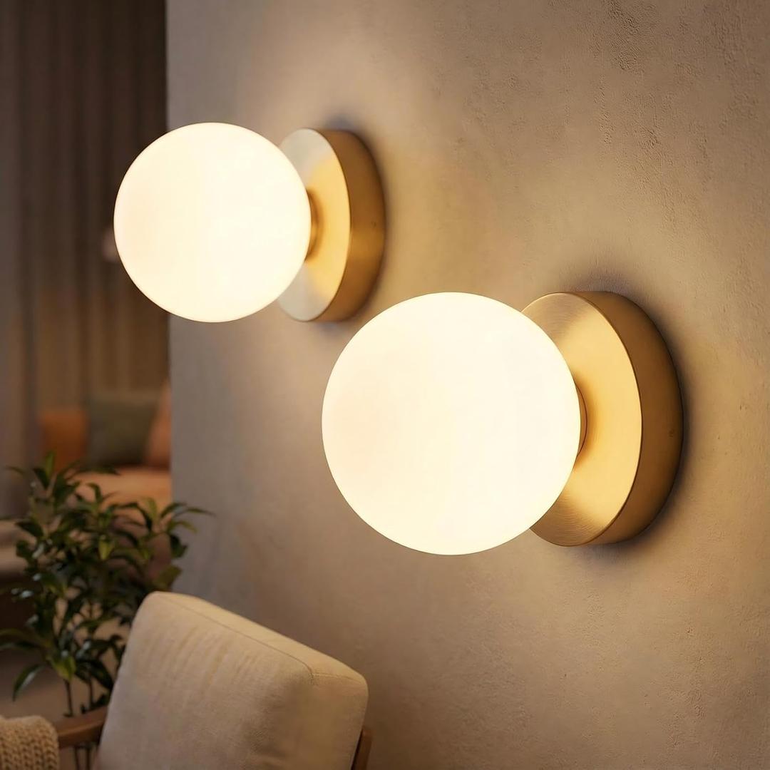 Battery Operated Wall Sconce Set of 2, Dimmable Wireless Gold Wall Lamp with 14000mAh Rechargeable Battery, Portables Cordless Wall Light Fixtures for Painting Living Room Bedroom Bathroom