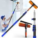 26FT Reach Window Squeegee for Window Cleaning Kit with 5-20 Foot Telescoping Extension Pole, 2 in 1 Window Squeegee, Cobweb Duster, Dust Kit Window Washing Kit for Car, Shower Glass Door