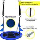 PACEARTH 40 Inch Saucer Tree Swing Flying 900lb Weight Capacity 2 Added Hanging Straps Adjustable Multi-Strand Ropes Colorful Safe and Durable Swing Seat for Children Adults - Blue