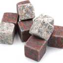 Whiskey Stone Gift Box set with 9 Premium Granite Stones (Won't Water Down Your Drink!), Wood Box, Velvet Carrying Bag and Tongs (Natural Red)