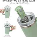 Tyeso 30 oz Tumbler with Handle, Straw and Lid - Leak Resistant Insulated Stainless Steel Water Bottle, Car Cup Holder Friendly Travel Coffee Mug Green - Gifts for Men & Women