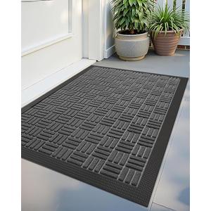 Color&Geometry Front Door Mat Outside Entrance, All-Season Heavy Duty Outdoor Door Mat for Patio Waterproof, Welcome Mat Doormat ,Gray