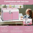 Medicine Lock Box with Combination Lock - 11.2 x 7.6 x 7.6 Inches - First Aid Safe Medication Storage Box, Medications and Personal Items, Safe Boxes for Home and Outdoor - Pink