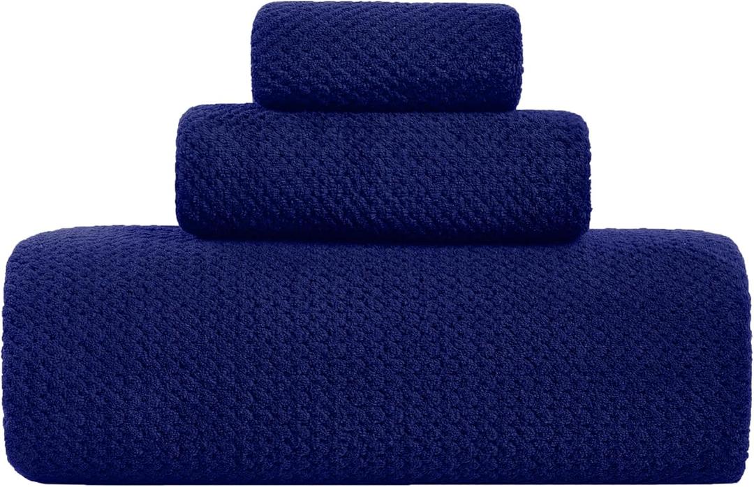 Bath Sheets 40x80 Inches Extra Large Bath Towels Set Super Soft Absorbent Quick Dry Luxury Microfiber Shower Towels for Bathroom (Navy Blue,3 Pack)