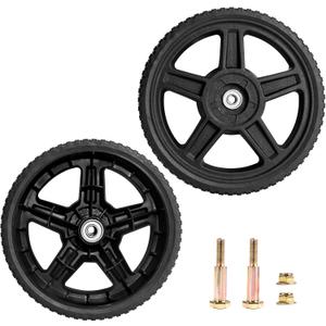 10 Inch Lawnmower wheels with Bolts, Lock Nuts Kit Fit for Most Standard push Lawn Mowers/Generator/Garden Tiller/Hand truck, 2 Pack