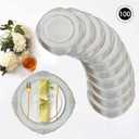 MAONAME 13" Antique White Charger Plates Set of 100, Embossed Plate Chargers Bulk, Round Charger for Dinner Plates, Plastic Table Chargers for Wedding Decor, Large