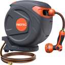 Upgraded Retractable Garden Hose Reel 1/2 inch x 85 ft Any Length Lock 9 Pattern Nozzle Wall-Mounted Automatic Slow Return 180 Swivel UV Resistant Heavy Duty Hose Reels for Outside