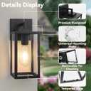 Outdoor Wall Light Fixtures, Exterior Wall Lanterns, Waterproof Outside Wall Sconce for Front Porch, Garage, Patio, Black, 2-Pack, E26 Base, Anti-Rust, Tempered Glass