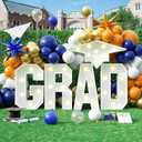 3FT Marquee Light Up Letters Grad, 2FT Mosaic Letter Frame White Giant Letter + 1FT Bachelor's Hat Lights Mosaic Craft Kits DIY for Graduation New Year Anniversary 2025 Party Graduations