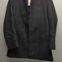 Lu's Chic Men's Slim Fit Wool Jackets & Coats Quilted Single Breasted Top Coat Business Casual Band Collar Trench Coats