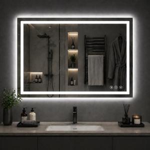 40"x 30" LED Bathroom Mirror with Lights, 90CRI Anti-Fog Wall Vanity Mirror