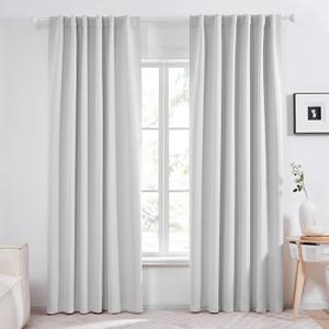 Deconovo Blackout Curtains, Thermal Insulated, W52 x L84 2 Panels, Back Tab, Machine Washable, Room-Darkening Drapes for Bedroom/Living Room Greyish White