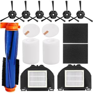Replacement Parts for Shark RV2310AE/AV2310AE/RV2320S/RV2300S/UR2360S Matrix Robot Vacuum Cleaner,1 Main Brush Roller, 6 Side Brushes, 2 HEPA Filters, 2 Foam Filters(Not for RV2300/RV2310)-13Pack (Kits)