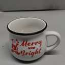 Potchen 6 Pcs Christmas Coffee Mugs 5 oz Mini Ceramic Mug Gift Holiday Hot Cocoa Christmas Cups with Ribbons for Home Tiered Tray Decor Xmas Holiday Kitchen Bar Decorations Friend Farmhouse