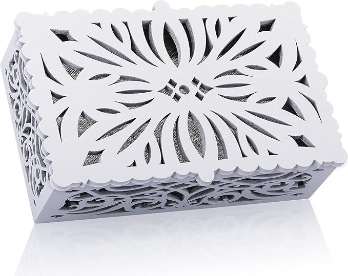 Saillong Doorbell Chime Cover Box Only, Doorbell Cover for Wall Inside With Floral Design, Indoor Doorbells Covers with Self Adhesive Tape, Fits Most of Doorbells Chime, Easy to Install(White)