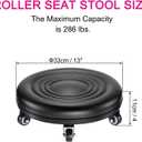 PATIKIL Low Rolling Stool Chair - PU Leather Universal Wheel Seat for Home Office Fitness - Round Roller Stool (Black)