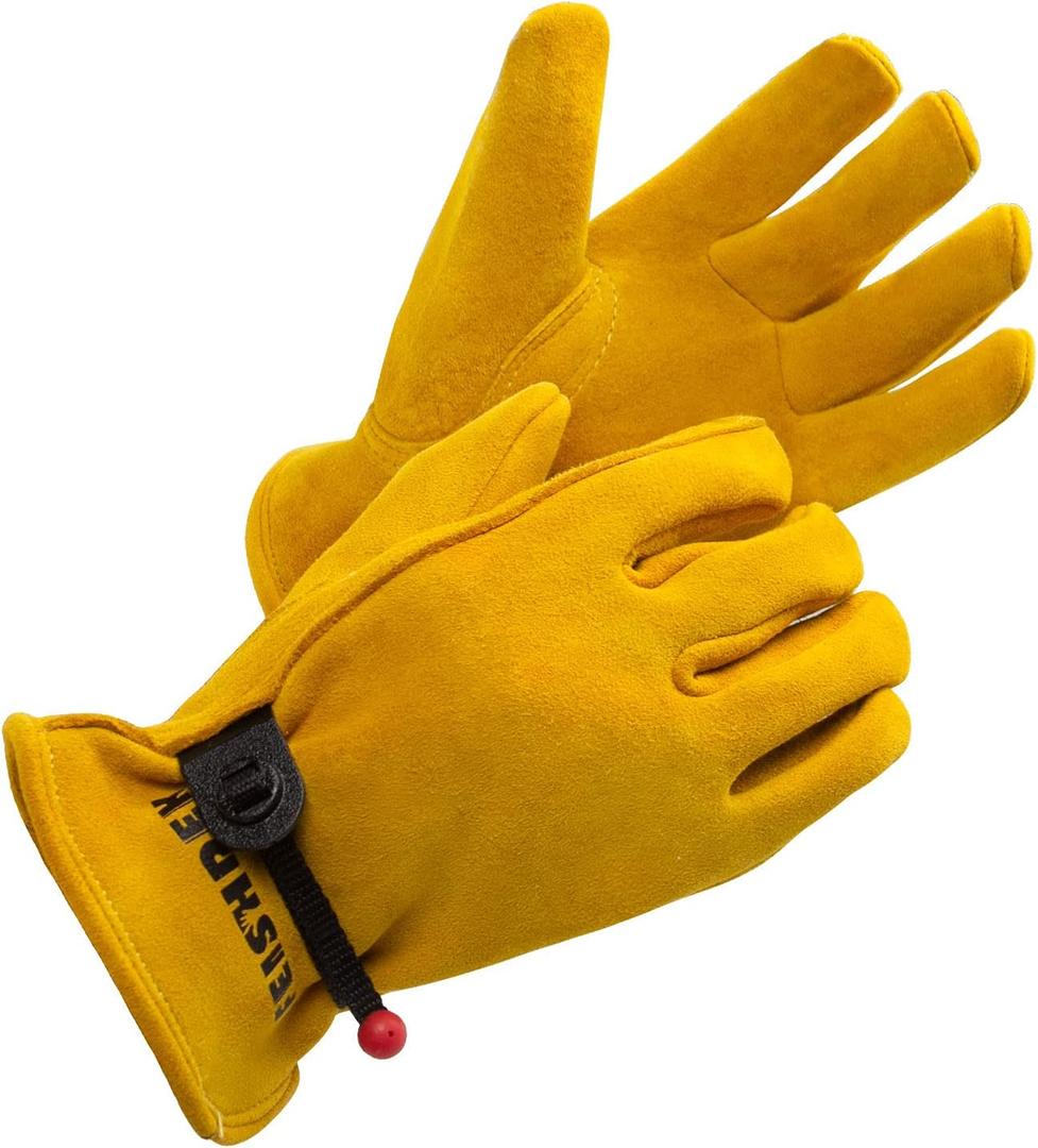 Kids Work Gloves Age 2-14, Extra Soft Deerskin Suede, Durable, Flexible Toddler Youth Genuine Leather Gloves for Kids Yard Work, Working, Gardening (Small, Yellow, 2-4 Years Old) (Yellow, S)