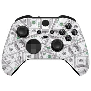 eXtremeRate The 100 Cash Money Faceplate Cover, Soft Touch Front Housing Shell Case Replacement Kit for Xbox One Elite Series 2, Xbox Elite 2 Core Controller Model 1797 - Accent Rings Included