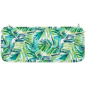 Magpie Fabrics Patio Bench Loveseat Cushion Covers (Replacement Cover only, No Insert!), Waterproof Fade Resistant Swing Cushion Slipcover with Ties(42x18x3 Inch, Green Palm Leaves)