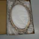 Tstarer Vintage Decorative Gold Framed Mirror, Wall Hanging Mirrors & Tabletop Tray for Bedroom Living Room Dresser Decor, Oval- 9.6" W x 14.3" L (Bronze)