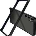 New Aluminum Frame Metal Bumper Frame Slim Hard Cover Suitable for Samsung s25ultra case, Metal Frame with Soft Inner Bumper, Raised Edge Protection (Titanium Black, Galaxy S25 Ultra)