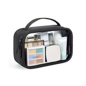 BAGSMART TSA-Approved Toiletry Bag, Large Opening Clear Makeup Bag with Handle, Quart Sized Travel Toiletry Bag, Carry-On Airline Compliant for Men and Women (Black)