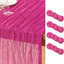 DeZerlor Hot Pink Cheesecloth Table Runner 4 Pack Spring Easter Table Runners Boho Gauze 120 Inches Fuschia Cheese Cloth Table Decor for Wedding Bridal Baby Shower Parties