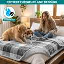 PetAmi Waterproof Dog Blanket for Medium Large Pet, 60x40, Plaid Light Grey