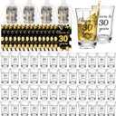50 Set 30th Birthday Party Favors for Guests Black Gold 30 Years Old Acrylic Clear 1 oz Shot Glasses with Thank You Cards Gift Bags