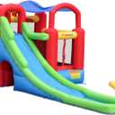 Inflatable Bounce House or Water Slide Wet or Dry with Sun Roof, Ball Pit 30 Balls, Water Gun, Fun Bouncing Area with Basketball Hoop, Long Slide with Climbing Wall, UL Certified Blower Included, 17.5 ft L x 9 ft W x 8.5 ft H