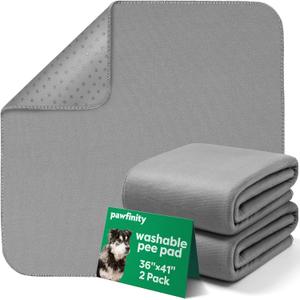 Washable & Reusable Large Pee Pads for Dogs, Puppy Training Pads, Ultra-Soft Surface, Waterproof, Super Absorbent & Leakproof, with Non-Slip Bottom - 36''41'', Pack of 2, Gray 