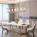 BONLICHT Farmhouse Chandeliers Gold 6 Light Modern Linear Dining Room Pendant Lighting Traditional Rectangular Kitchen Island Lantern Light Fixture Classic Ceiling Light with Adjustable Rods
