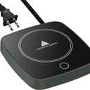 Coffee Cup Warmer 12Hours Auto Shut-Off Mug Warmer with 3 Temperature Setting,Waterproof Tempered Glass Honeycomb Vents 16W Electric Coffee Warmer for Desk Use (Green)