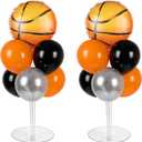 Basketball Party Balloons Stand Kit 2 Sets With 2 Basketball Ball Foil Balloons Basketball Themed Party Balloon Centerpiece for Tables for Game Sports Birthday Party Basketball Themed Decorations