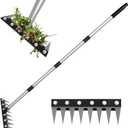 Weed Puller Tool with 10.6Iron Weed Rake Head, Long Handle Weeder Remover Tool Heavy Duty, Iron Rake Dandelion Gardenia Uprooting Tool for Yard, Lawn, Patio and Garden, Straight