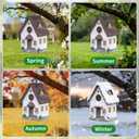 Bird Houses for Outside Rustic Cottage Birdhouse with Thatch Roof Hand-Painted Resin Birdhouses for Outdoors for Bluebird Finches Cardinals Bird Nesting Garden, Patio, Yard