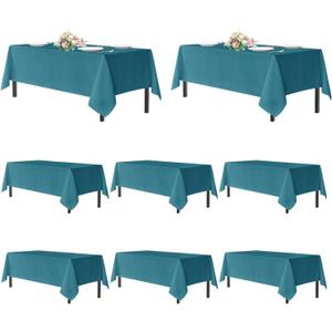 sancua Teal Tablecloths for 6 Foot Rectangle Tables, 8 Pack - Washable Polyester Fabric Table Cloth for Wedding Party, Birthday, Banquet Reception, 54x108 Inch