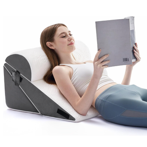 Wedge Pillow Set for After Surgery, 3 PCS Bed Wedge Pillow for Sleeping, Memory Foam Orthopedic Back Pillow for Pain Relief and Acid Reflux, Adjustable Post Surgery Pillow Grey