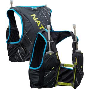 Nathan Men's Pinnacle Race Vest 4L Hydration Pack, Two 20 oz Soft Flasks, Running, Hiking, Water-Resistant, Moisture Wicking, Adjustable Straps (Black / Finish Lime)