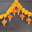 SMIZZY ; (RE) TOUCHING LIVES Fluffy Flowers Marigold Toran Garland Bandarwal for Entrance Door | Main Door | Mandir | Home | Wedding Decorations Items 50 Inch Long Yellow White