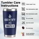 Father's Day Gifts for Men, CUPLOOV 20 Oz Navy Blue Tumbler with Lids & Straw I Identify as Water Coffee Mug Funny Birthday Gifts for Dads, Grandpas, Husband Retirement Father's Day Presents Xmas Gift