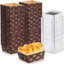 Baderke 100 Pcs Paper Loaf Pan Disposable Square Paper Baking Pan with Lids Microwave Oven Freezer Safe Mold for Cake Bread Oven Loaf Bakery