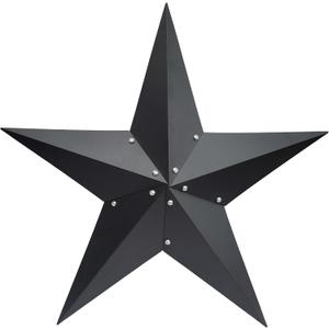 Qobumy 24" Rustic Metal Large Barn Star Wall Decor- Handmade Black Barn Stars Indoor or Outdoor Decoration,Star for Outside Texas Stars Art Vintage Western Country Home Farmhouse Wall art Dcor.
