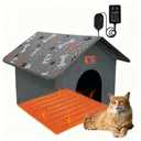 GeerDuo Heated Cat House, Indoor Outdoor Dog House with 3 Adjustable Temperature, Pressure Activated, Chew-Resistant Cord, Warm Shelter for Cats & Small Dogs(PE Board)