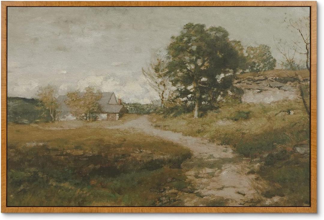 InSimSea Framed Canvas Wall Art Vintage Decor, Room Decor Classical Oil Painting Canvas Prints Arkville Landscape Vintage Wall Art Home Decor, 16"x24"
