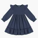 DREAM BUS Ruffle Long Sleeve Baby Girls Sweater Dress Holiday and Party Textured Toddler Fall Dress for 18M-6 Years